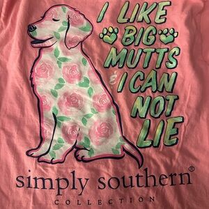 Simply Southern Pink Tee with Floral Dog Design